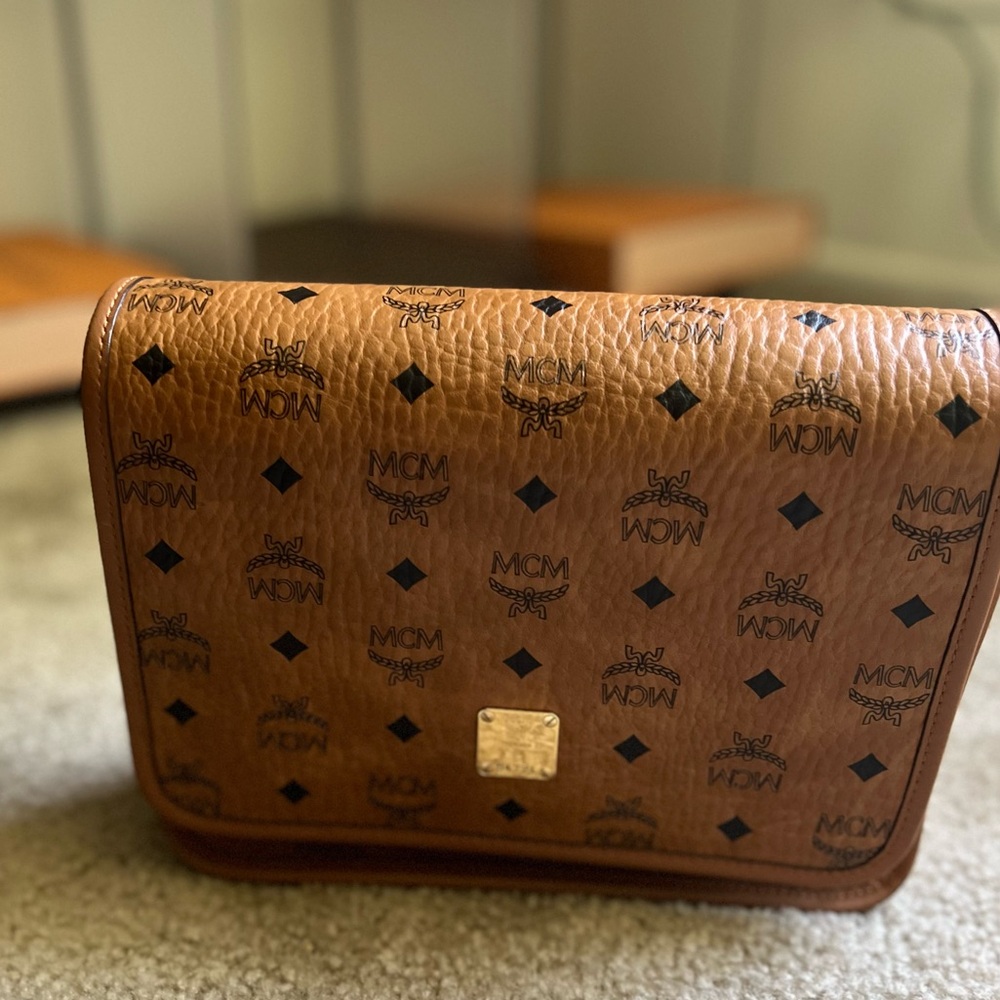 MCM Brown Messenger Bag with Iconic Monogram